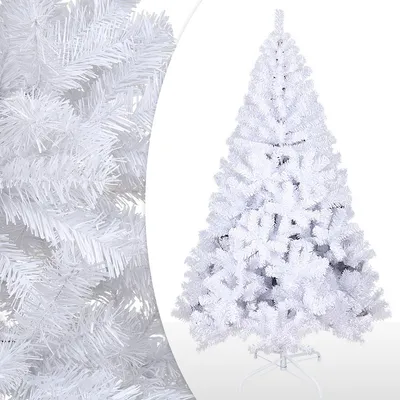 Produktbild von Jopassy Weihnachtsbaum künstlich, Tannenbaum aus Fichte Dekoration, inkl. Metall Christbaum Ständer, Schnellaufbau, klappbar,Weiß 210cm