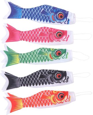 5 x japonský kapor vetrovka, stuhy, rybie vlajky, draka, koinobori, závesné dekorácie pre japonský sushi bar, izakaya miestnosti, 40 cm