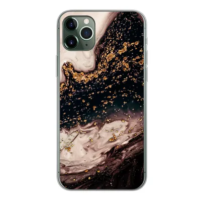 Produktbild von MuchoWow® Handyhülle Schutzhülle Hülle für iPhone 11 Pro Max Naturstein - Gold - Schwarz Silikon Softcase Handy Hülle - Schutz