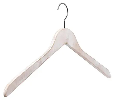 Produktbild von Kleiderbügel Shabby weiß aus Massivholz mit robusten Gun Metal Haken für Garderobe