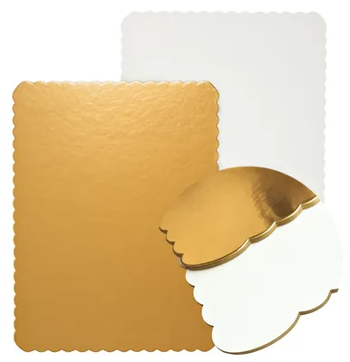 Produktbild von Elhandel Tortenunterlage Rechteckig Gold-Weiß Wellenrand 30x40 cm