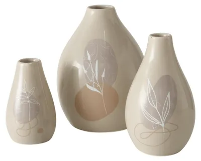 Produktbild von Boltze Home Vase Stona Steingut Set a 3 H8 11 12cm