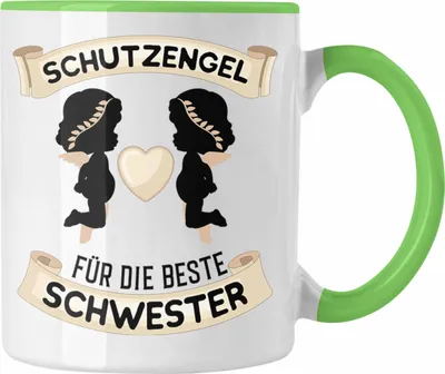 Produktbild von Trendation - Schutzengel Schwester Tasse Geschenk für Schwester Geschenkidee Beste Schwester Geburtstag (Grün)