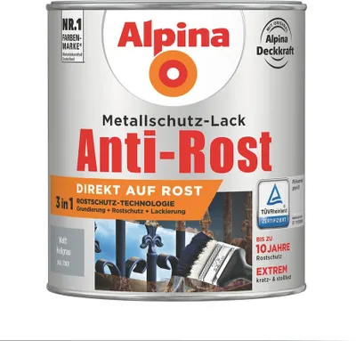 Produktbild von Alpina Metallschutzlack Anti-Rost Hellgrau 750 ml matt