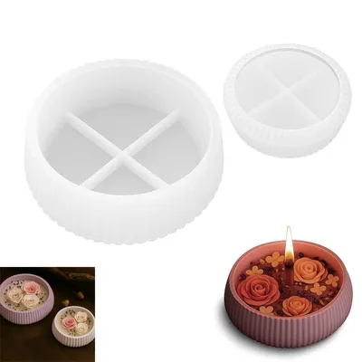 Produktbild von 2er Set Silikonform für Kerzenglas & Aufbewahrungsbox,DIY Gießform für Beton, Gips & Epoxidharz,für Duftkerzen, Blumentöpfe & Deko-Schalen