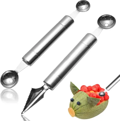 Produktbild von 2-teiliges Fruchtschnitzwerkzeug-Set mit Melonenlöffel und Kugelausstecher