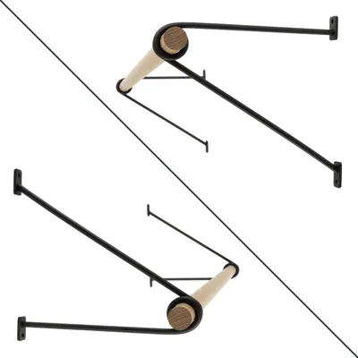Immagine prodotto di Natural Goods Berlin GARD PRENZLBERG, supporto per appendiabiti, montaggio a parete, appendiabiti a parete, nero sabbia, 26 cm, asta rotonda in rovere 50 cm, 2 pezzi