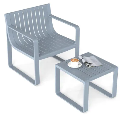 Immagine prodotto di Set di mobili da giardino composto da 2 pezzi - Set per balcone - Set da giardino - Arredamento per terrazza - Sedia da giardino con tavolo