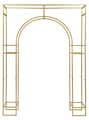 Produktbild von Hochzeit Fotohintergrund Ständer - Rechteckiger Bogen - Freistehend Schwerlast - Kohlenstoffstahl - 2,5 x 1,8 m 20 kg Tragkraft - Gold
