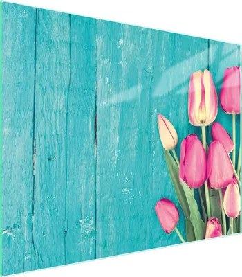 Obrázok produktu pre Sklenená doska na krájanie 52x40 tulipánov