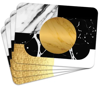 Produktbild von MG Design Set aus 4 Kork-Platzsets - Golden Marble 2 - 30 x 40 cm - hitzebeständig & abwischbar, mit Korkrückseite