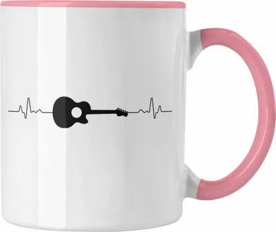 Produktbild von Trendation - Gitarre Geschenk Tasse Herzschlag Geschenkidee für Gitarist Geburtstag Weihnachten (Rosa)