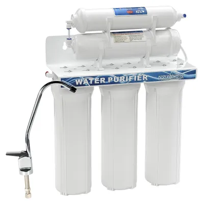 5-Stufen Wasserfilter mit Wasserhahn, Schlauch 2,5 m, 3-Wege-Ventil