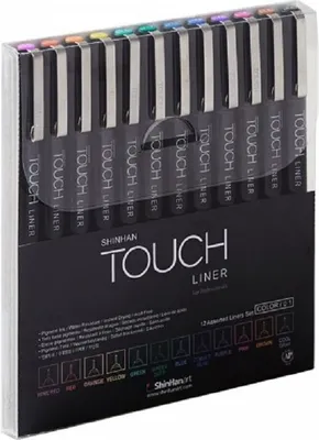 Produktbild von Technische Fineliner TOUCH, 12 Stück, verschiedene Farben, 0,1 mm