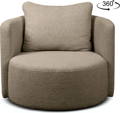 Obrázok produktu pre Otočné kreslo Konsimo v modernistickom štýle s dekoratívnym vankúšom "RAGGI" v cene, tmavo béžová, látka/pena, Loft, 80x64cm