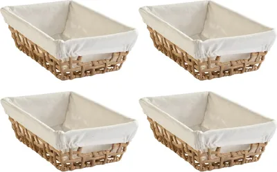 Produktbild von Aufbewahrungskörbe - 30 x 20 cm - Beige - Braun - mit Stoffeinsatz - 4er Set