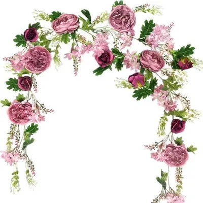 Produktbild von Pfingstrosen Girlande, Deko Blumen Künstlich, Kunstblumen Girlande, Tischstange Dekostange, Blumen Girlanden, Blumengirlande für Tür, Hochzeit, Party, Wand, Heimdekoration Dusty