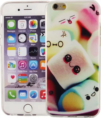 Produktbild von Handy Hülle für Apple iPhone 6 / 6s Cover Case Schutz Tasche Motiv Slim Silikon TPU Schriftzug Marshmallows
