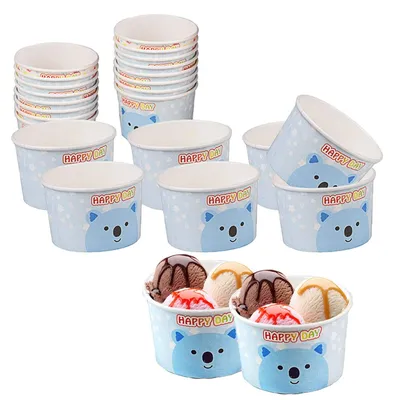 Immagine prodotto di 100 bicchieri di carta per gelato - 120 ml, realizzati in cartone, ideali per dessert e gelati