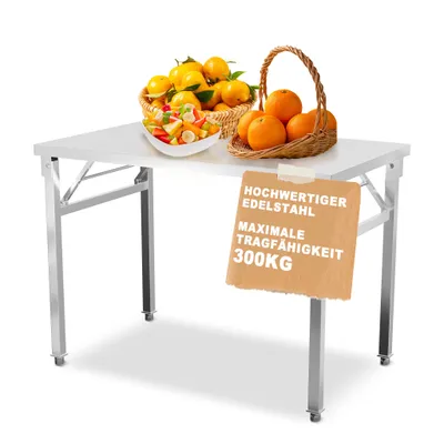 Produktbild von YZNAHRE Arbeitstisch Edelstahl Faltbar 120x60x85 cm Catering Küchentisch Gastronomie Edelstahltisch Lebensmittel Zubereitungstisch für Küche Bar Restaurantar bis 300 kg belastbar
