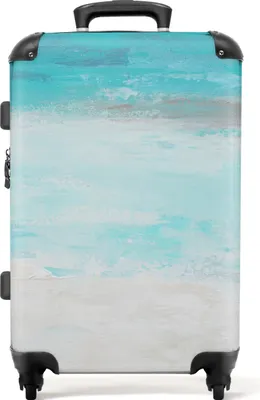 Produktbild von NoBoringSuitcases.com® Großer Koffer - Farbe - Blau - Weiß - Kunst - Kombinationsschloss TSA - Hartschalen Trolley 4 Rollen - 72 liter - Reisekoffer - 66 cmKoffer Mittelgroß 67x43x25 cm, 72L,
