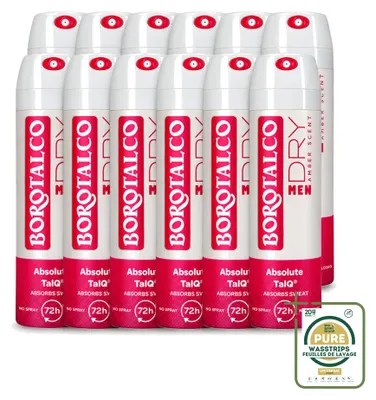 Image de 12 sprays déodorants Borotalco Men Amber - 150 ml - Pack de 12