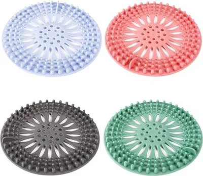 Immagine prodotto di Filtro per capelli in silicone per bagno e cucina - 4 pezzi - universale - 13,5 cm - Tappo per scarico in silicone