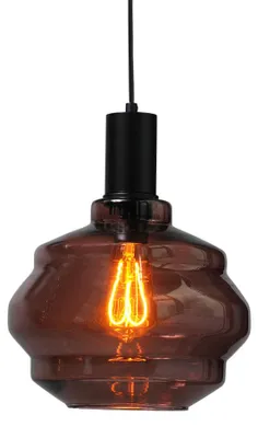 Productafbeelding van Hanglamp zwart Porto met Ball red glas - Ø 24cm