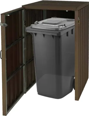 Immagine prodotto di 1 Coperchio per cestino in WPC HWC-J28, contenitore per cestino di , in metallo effetto legno, espandibile ~ marrone