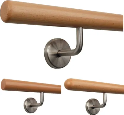 Produktbild von TIBU Handlauf Holz Buche Ø 35 mm Geländer Treppe 0,3m - 5m, Länge 60 cm und Enden Radius gefräst