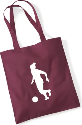Produktbild von Huuraa Jutebeutel Soccer Fußball 10 Liter Burgundy Baumwolle Tasche Geschenkidee