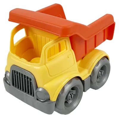 Zdjęcie produktu dla Wywrotka zabawka 18 cm z ruchomym kiprem – ciężarówka budowlana dla dzieci, auto do piaskownicy, na plażę i do ogrodu od 3 lat