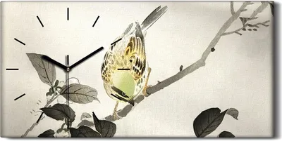 Produktbild von Wandbild Leinwand Bilder Wanduhr 60x30 Malerei Asiatischer Zweig Tier Vogel - schwarze Hände