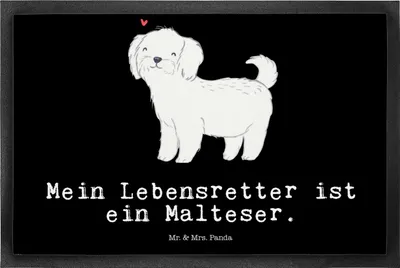 Produktbild von Mr. & Mrs. Panda fußmatte Malteser Lebensretter 50 x 75 cm - Schwarz - Geschenk, Schmutzfangmatte, Schmutzmatte, Fußabstreifer, Schmutzfänger, Türmatte