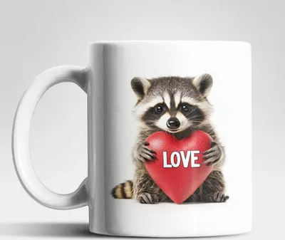 Produktbild von Liebe Love Waschbär Valentinstag Kaffeetasse Teetasse Tasse Geschenkidee 325 ml