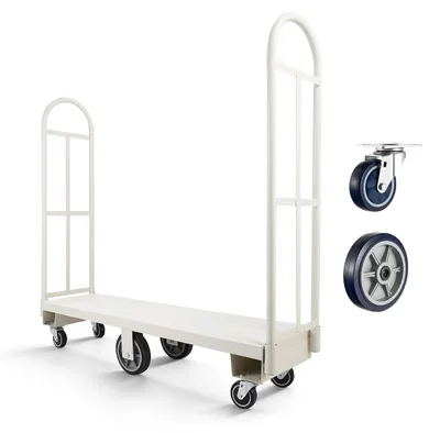 Immagine prodotto di Carrello a piattaforma per carichi pesanti - Carrello industriale - Capacità di carico 907 kg - Sei ruote - Due maniglie rimovibili - Dimensioni 1525×410×1510 mm