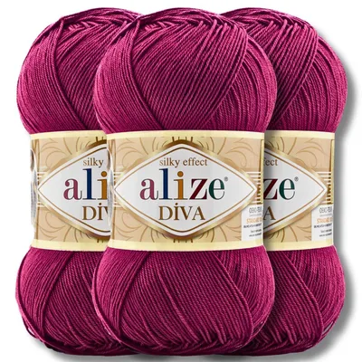 Image de Alize 3 x 100 g de laine Diva, unie, crochet, tricot (326)