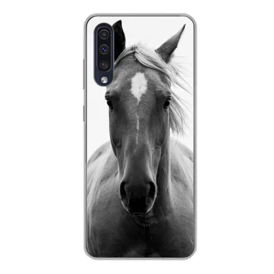 Produktbild von MuchoWow® Handyhülle Schutzhülle Hülle für Samsung Galaxy A50 Pferd - Tier - Schwarz - Weiß Silikon Softcase Handy Hülle - Mobiltelefonhülle