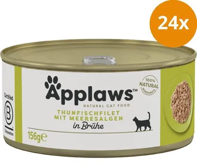 Produktbild von APPLAWS Tuna fillet with seaweed in broth - nassfutter für Katzen - 156g