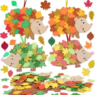 Productafbeelding van 12 stuks knutselset herfst kinderen, egelknutselsets voor jongens en meisjes, herfstdecoratie