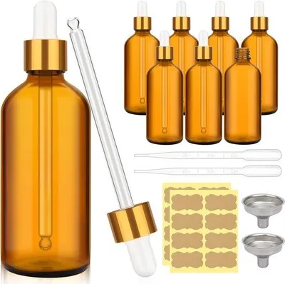 Produktbild von Famanu Tropfflasche 100 ml aus braunem Glas - Set mit 8 Stück