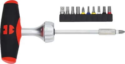 Produktbild von Würth Zebra T-Griff Ratschen Schraubendreher 1/4 Zoll 40NM inkl. Bits 12 Teile TX PH Schlitz Kreuzschlitz Schraubenzieher mit Ratschenfunktion 061363040