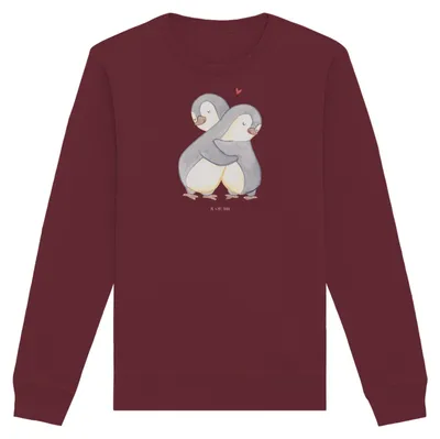 Produktbild von Mr. & Mrs. Panda Bio Pullover Pinguine Kuscheln Größe XL - Burgundy - Geschenk, für Freundin, Jahrestag, Pulli, Mitbringsel, Sweater, Valentinstag, Baumwoll, Sweatshirt