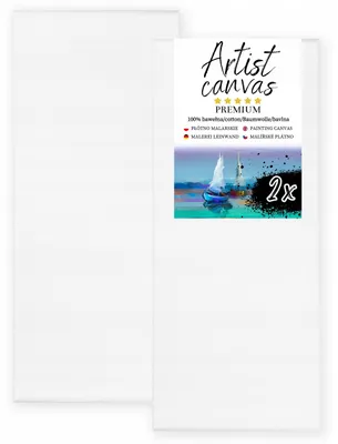 Produktbild von MPINK 2x Leinwand 30x70 cm Baumwolle Maluntergrund weiß