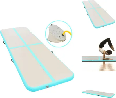 Produktbild von vidaXL Aufblasbare Gymnastikmatte mit Pumpe 800x100x10 cm PVC Grün -  Yoga- & Pilatesmatten