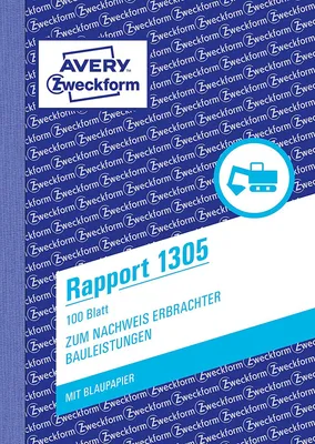 Zdjęcie produktu dla Avery Zweckform® 1305 1305 Rapport, DIN A6, dziurkowany, 100 arkuszy, biały