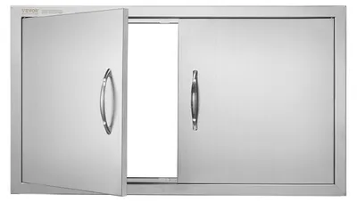 Obrázok produktu pre Prístupové dvierka na gril VEVOR, 863 x 482 x 46 mm, dvojité dvierka do vonkajšej kuchyne, dvierka z nehrdzavejúcej ocele na zapustenie, vertikálne nástenné dvierka s kľučkami, pre grilovací ostrovček, grilovaciu stanicu, vonkajšiu skrinku atď.