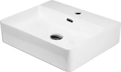 Produktbild von Waschbecken Keramik Wandinstallation Hängewaschbecken rechteckig 500 x 420 x 130 mm weiß Komplettset