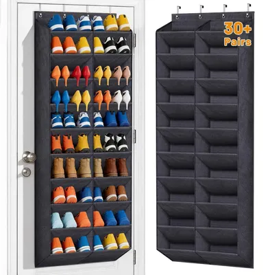 Produktbild von Schuhregal Hängend für Tür 20 Fächer Schwarz Oxford-Gewebe 180x56x25 cm