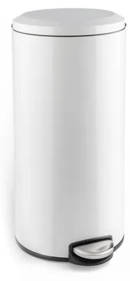 Produktbild von Treteimer - 30 Liter - Weiß glänzend - Edelstahl - mit Kunststoffeinsatz